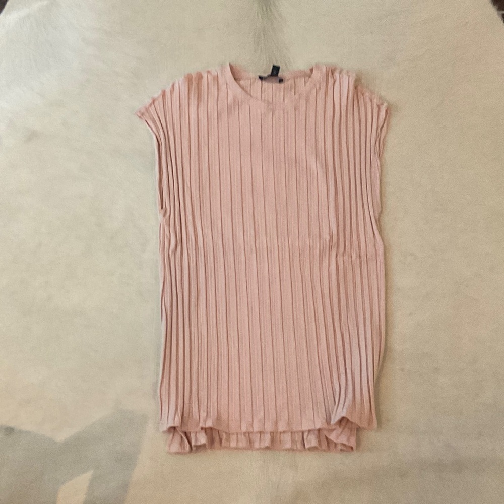 Eileen Fisher Blush Pleated Short Sleeve Top
